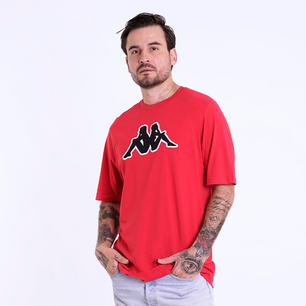 Polo Kappa Logo Airi Red-Black-White Hombre