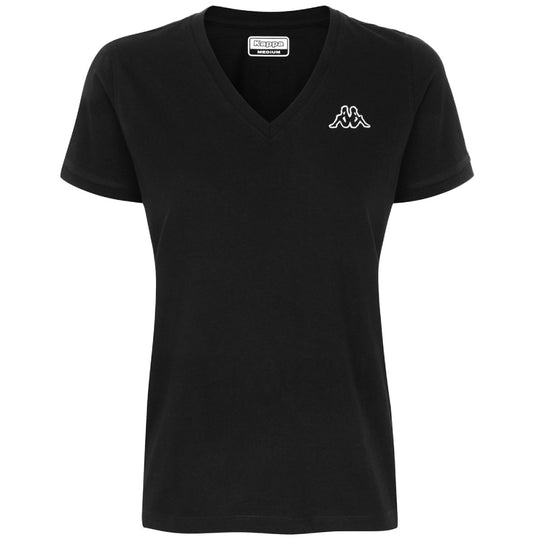 Polo Kappa Logo Cabou Negro Mujer
