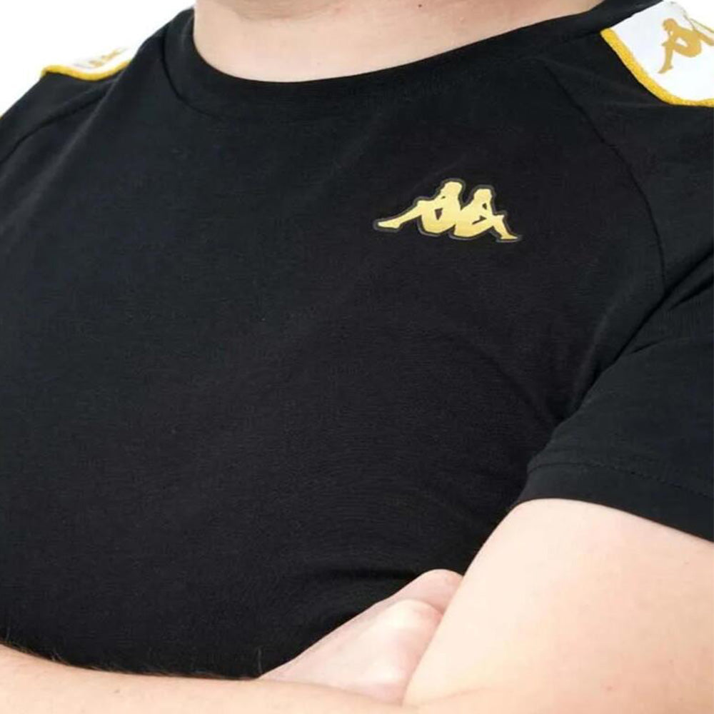 Polo Kappa 222 Banda Coen Slim Black-Yellow  Hombre